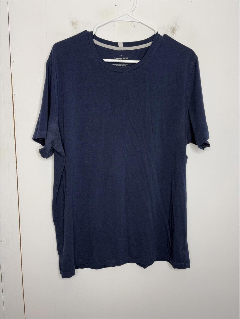 Tommy John Shirt Mens Large Pima Cotton Natural Navy Short Sleeve Casual